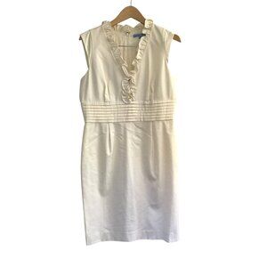 ANTONIO MELANI -WOMENS MIDI V-NECK RUFFLE BACK ZIP-UP CLOSURE DRESS SIZE 10